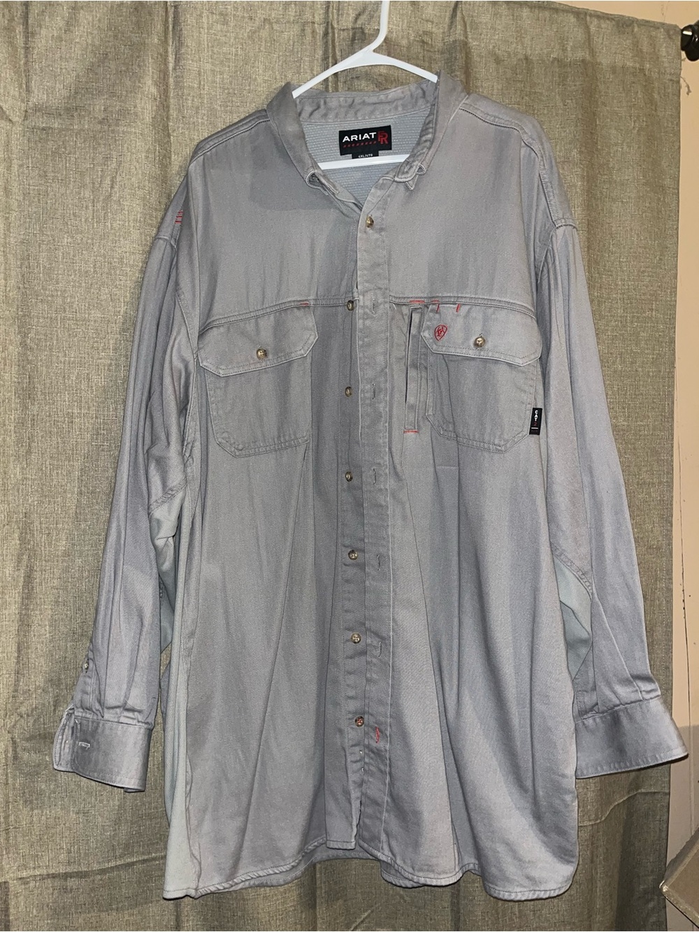 Ariat Men's Light Gray Long Sleeve Button-Down FR Work Shirt